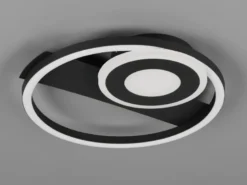 LED Decken- und Wandleuchte HORUS Metall in Schwarz mit 2 Ringen, ultraflach 5cm