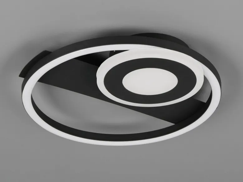 LED Decken- und Wandleuchte HORUS Metall in Schwarz mit 2 Ringen, ultraflach 5cm