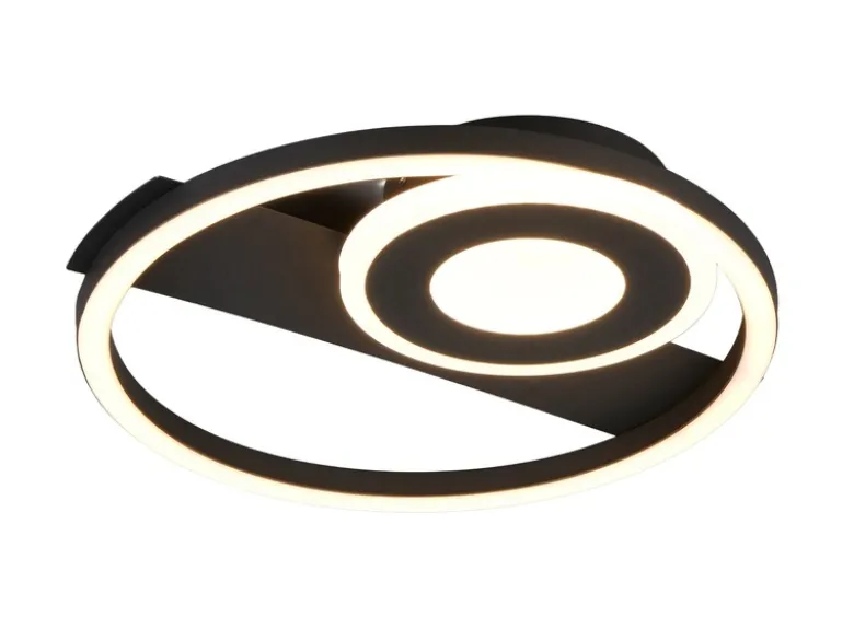 LED Decken- und Wandleuchte HORUS Metall in Schwarz mit 2 Ringen, ultraflach 5cm