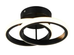 LED Decken- und Wandleuchte KASIA, zwei Ringe Metall Schwarz Breite 26,5cm