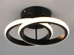 LED Decken- und Wandleuchte KASIA, zwei Ringe Metall Schwarz Breite 26,5cm