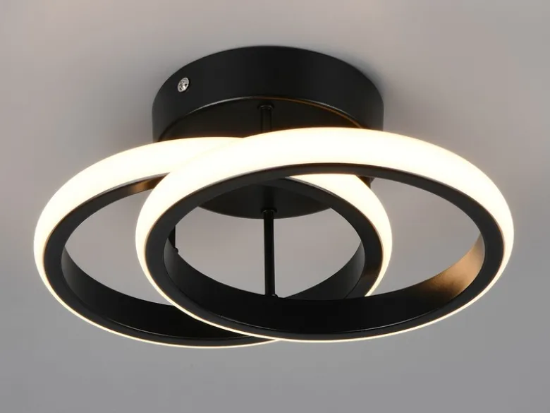 LED Decken- und Wandleuchte KASIA, zwei Ringe Metall Schwarz Breite 26,5cm
