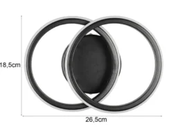 LED Decken- und Wandleuchte KASIA, zwei Ringe Metall Schwarz Breite 26,5cm
