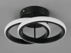 LED Decken- und Wandleuchte KASIA, zwei Ringe Metall Schwarz Breite 26,5cm
