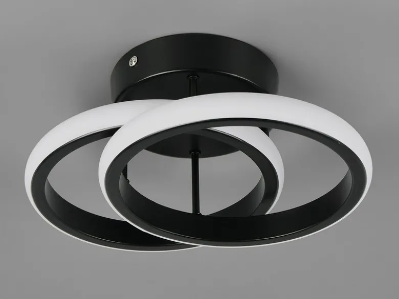 LED Decken- und Wandleuchte KASIA, zwei Ringe Metall Schwarz Breite 26,5cm