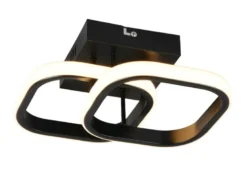 LED Decken- und Wandleuchte KASIA, 2 Quadrate Metall Schwarz Breite 24cm