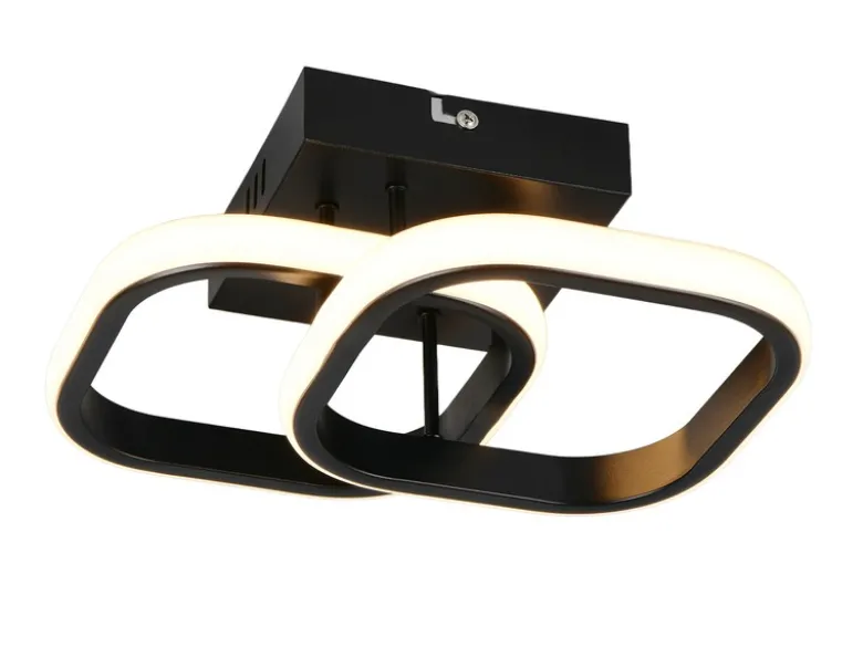 LED Decken- und Wandleuchte KASIA, 2 Quadrate Metall Schwarz Breite 24cm