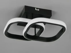 LED Decken- und Wandleuchte KASIA, 2 Quadrate Metall Schwarz Breite 24cm
