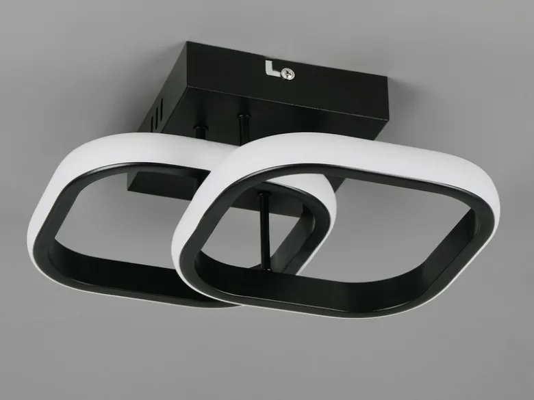 LED Decken- und Wandleuchte KASIA, 2 Quadrate Metall Schwarz Breite 24cm