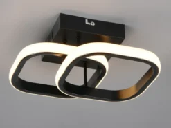 LED Decken- und Wandleuchte KASIA, 2 Quadrate Metall Schwarz Breite 24cm
