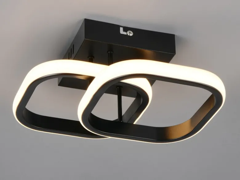 LED Decken- und Wandleuchte KASIA, 2 Quadrate Metall Schwarz Breite 24cm