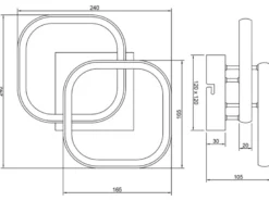 LED Decken- und Wandleuchte KASIA, 2 Quadrate Metall Schwarz Breite 24cm