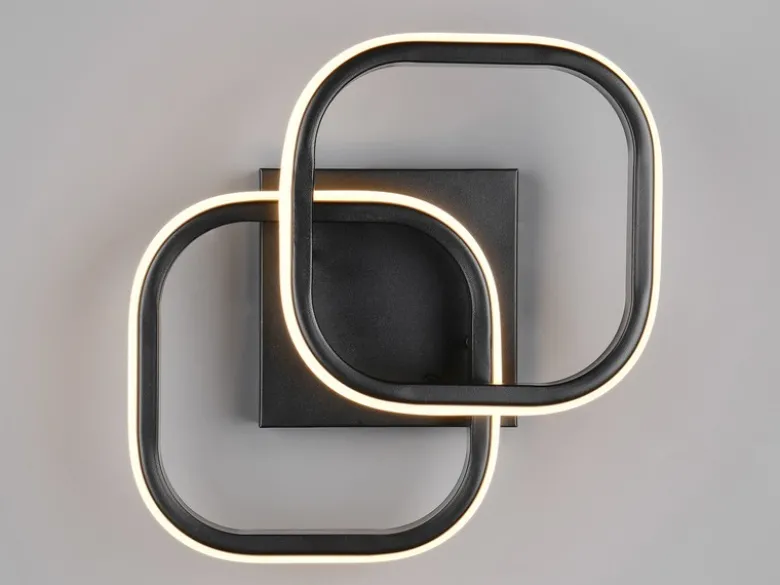 LED Decken- und Wandleuchte KASIA, 2 Quadrate Metall Schwarz Breite 24cm
