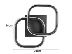 LED Decken- und Wandleuchte KASIA, 2 Quadrate Metall Schwarz Breite 24cm