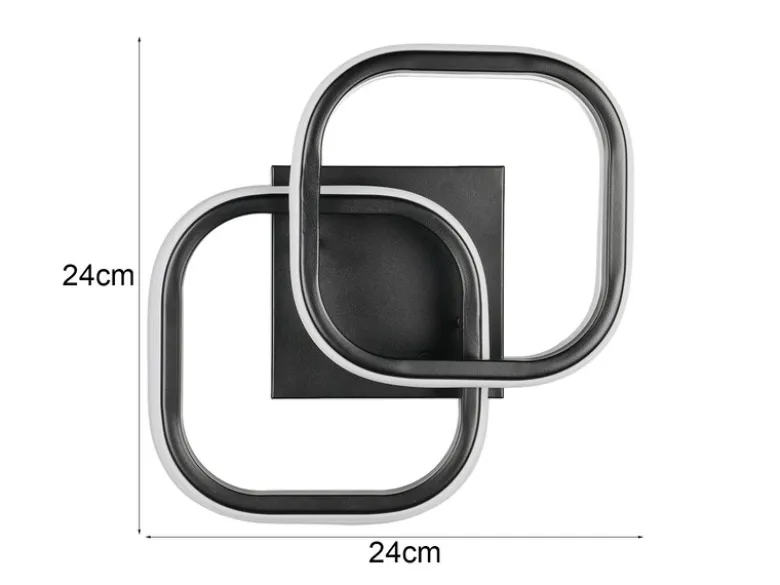 LED Decken- und Wandleuchte KASIA, 2 Quadrate Metall Schwarz Breite 24cm