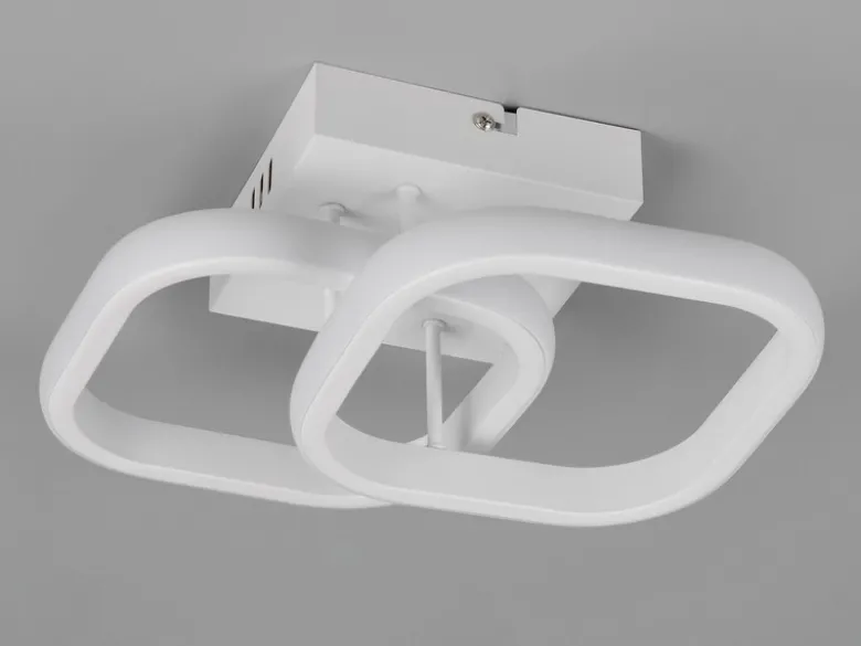 LED Decken- und Wandleuchte KASIA, 2 Quadrate Metall Weiß, Breite 26,5cm