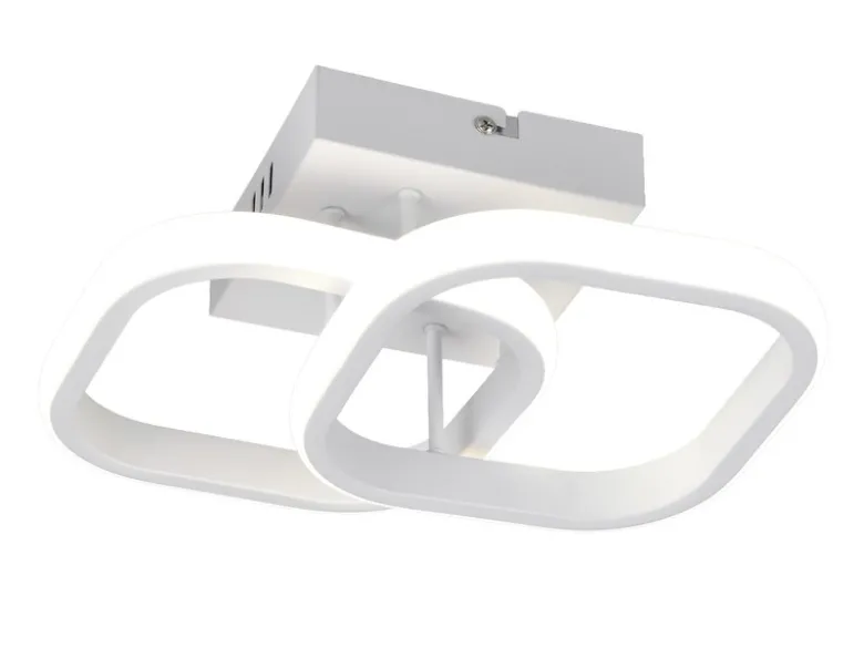 LED Decken- und Wandleuchte KASIA, 2 Quadrate Metall Weiß, Breite 26,5cm