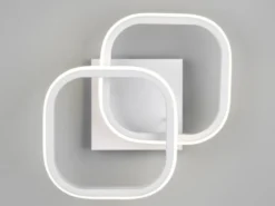 LED Decken- und Wandleuchte KASIA, 2 Quadrate Metall Weiß, Breite 26,5cm