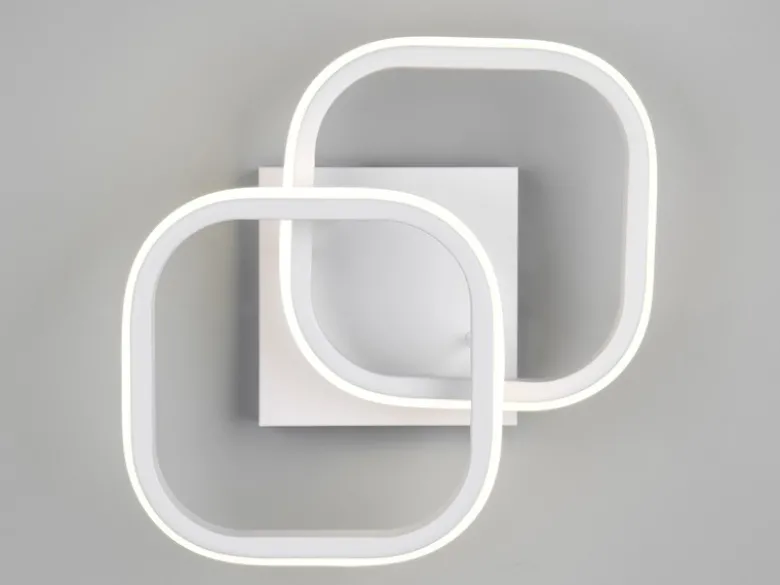 LED Decken- und Wandleuchte KASIA, 2 Quadrate Metall Weiß, Breite 26,5cm