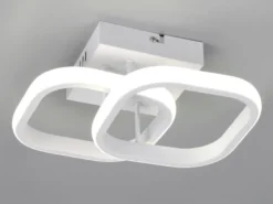 LED Decken- und Wandleuchte KASIA, 2 Quadrate Metall Weiß, Breite 26,5cm