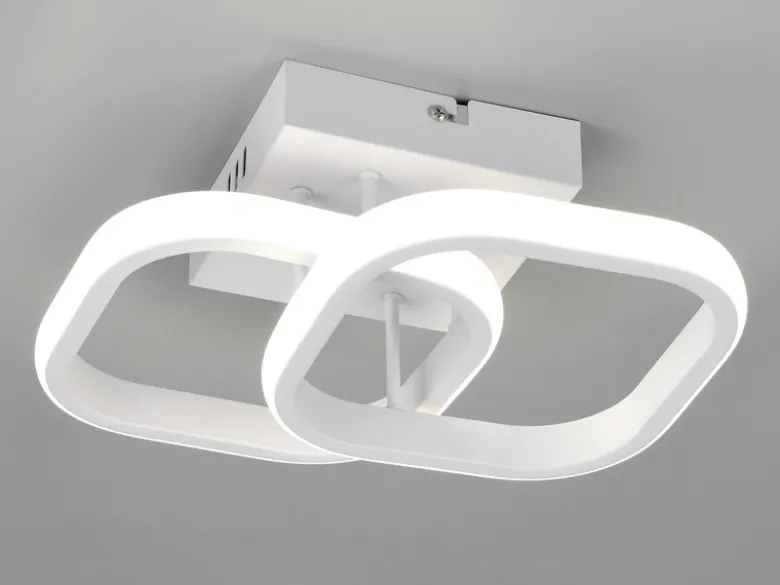 LED Decken- und Wandleuchte KASIA, 2 Quadrate Metall Weiß, Breite 26,5cm