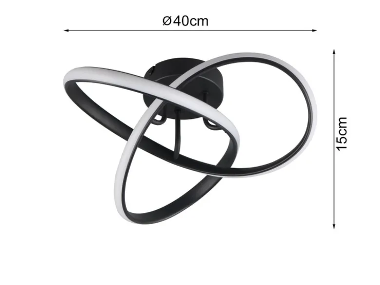 LED Decken- und Wandleuchte MEO Metall Schwarz, Ø 40cm