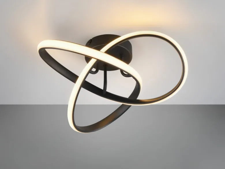 LED Decken- und Wandleuchte MEO Metall Schwarz, Ø 40cm