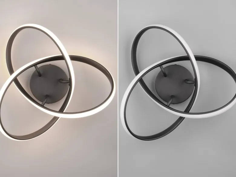 LED Decken- und Wandleuchte MEO Metall Schwarz, Ø 40cm