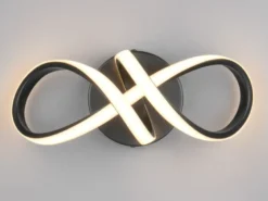 LED Decken- und Wandleuchte RUSA Metall in Schwarz, Breite 28cm