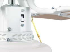 LED Deckenventilator mit Licht & Zugschalter, Weiß Holzoptik Ø 106,5cm
