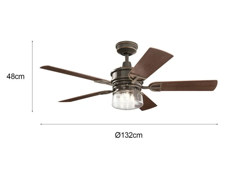 LED Deckenventilator mit Licht & Fernbedienung Feuchtraumgeeignet, Ø 132cm