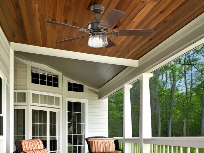 LED Deckenventilator mit Licht & Fernbedienung Feuchtraumgeeignet, Ø 132cm