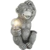 LED Deko Solarleuchte Affenlampe aus Kunststoff Grau, Höhe 27,5cm