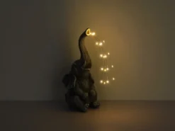 LED Deko Solarleuchte Elefantenlampe aus Kunststoff Grau, Höhe 32,5cm