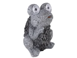 LED Deko Solarleuchte Froschlampe aus Kunststoff in Grau, Höhe 21cm