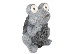 LED Deko Solarleuchte Froschlampe aus Kunststoff in Grau, Höhe 21cm
