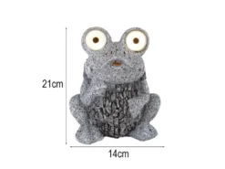 LED Deko Solarleuchte Froschlampe aus Kunststoff in Grau, Höhe 21cm