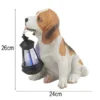 LED Deko Solarleuchte Hundelampe Beagle mit Laterne in Braun-Weiß, Höhe 26cm