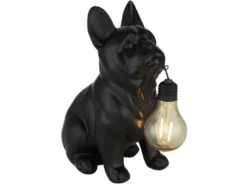 LED Deko Solarleuchte Hundelampe Bulldogge in Schwarz, H: 24,5cm