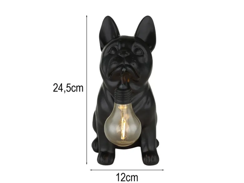 LED Deko Solarleuchte Hundelampe Bulldogge in Schwarz, H: 24,5cm