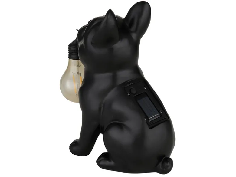 LED Deko Solarleuchte Hundelampe Bulldogge in Schwarz, H: 24,5cm