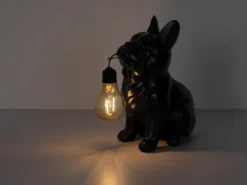 LED Deko Solarleuchte Hundelampe Bulldogge in Schwarz, H: 24,5cm