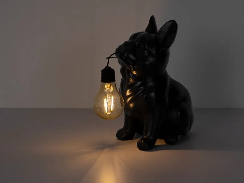 LED Deko Solarleuchte Hundelampe Bulldogge in Schwarz, H: 24,5cm