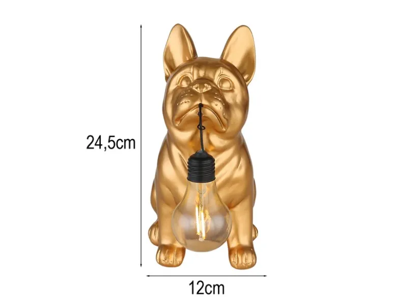LED Deko Solarleuchte Hundelampe Bulldogge in Gold, Höhe 24,5cm
