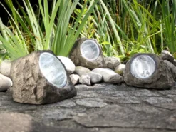 LED DEKO Solarsteine für den Garten & Außenbereich - 6er SET, grau