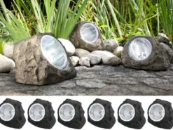 LED DEKO Solarsteine für den Garten & Außenbereich - 6er SET, grau
