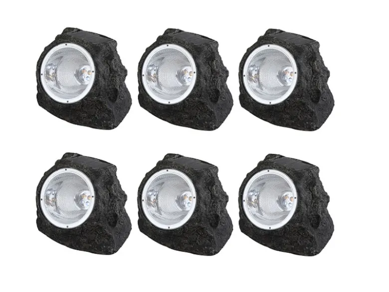LED DEKO Solarsteine für den Garten & Außenbereich - 6er SET, grau