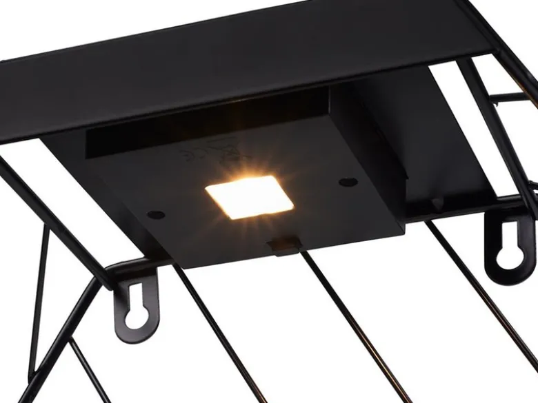 LED Deko Solar Wandleuchte für Pflanzen aus Stahl Gitter in Schwarz, Höhe 25,5cm