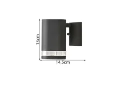 LED Design Außenwandleuchte Downlight aus Aluminium Höhe 13cm, Schwarz