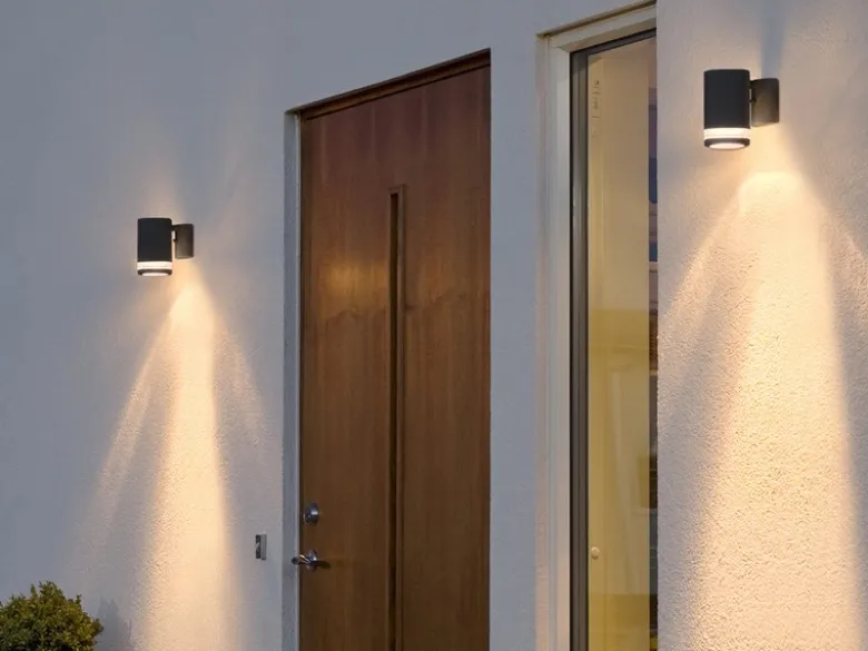 LED Design Außenwandleuchte Downlight aus Aluminium Höhe 13cm, Schwarz